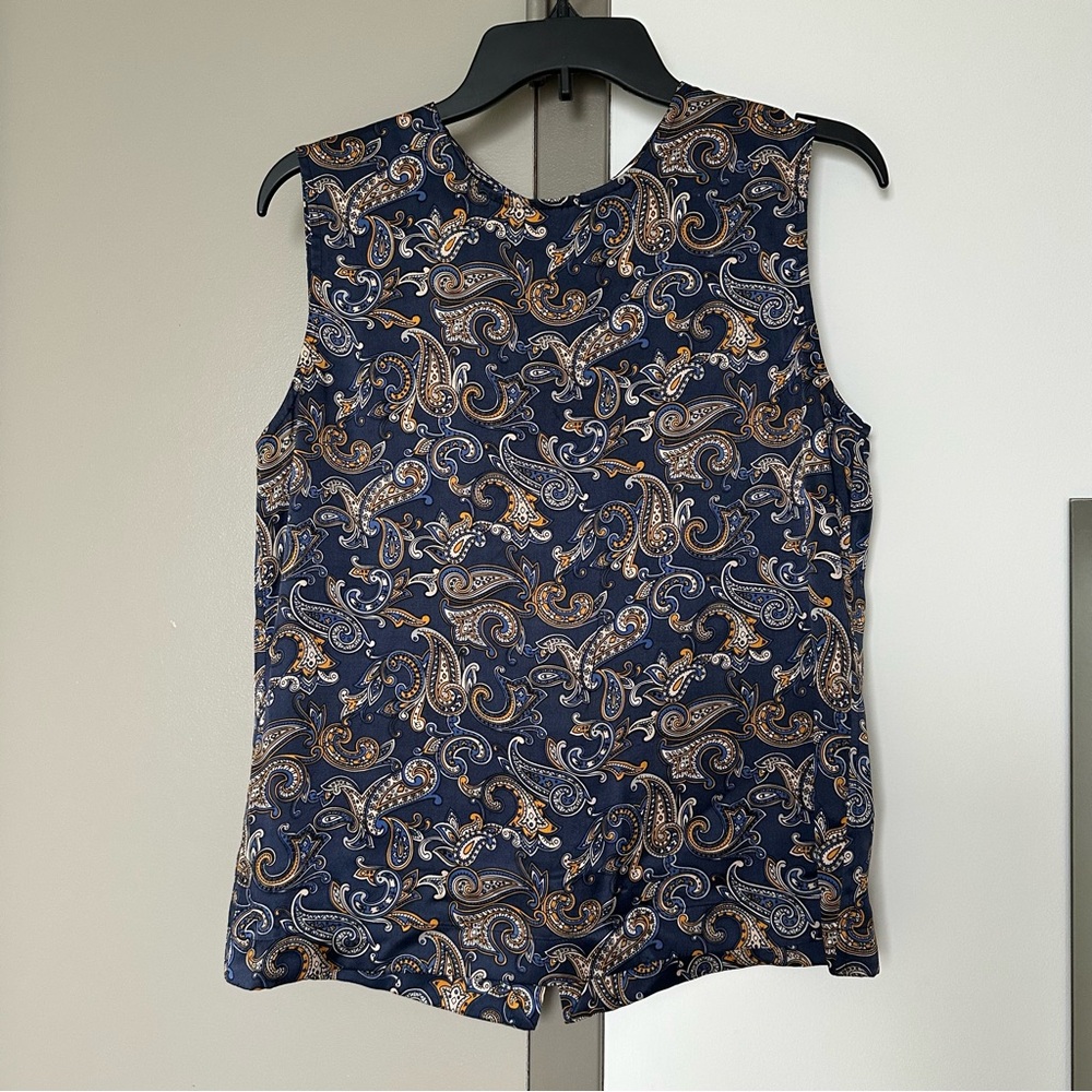 Equipment paisley Sleeveless silk Fitted Blouse